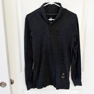 G Star Raw Ezra Slim Fit Long Sleeve Shirt Shall Collar Henley Gray Small